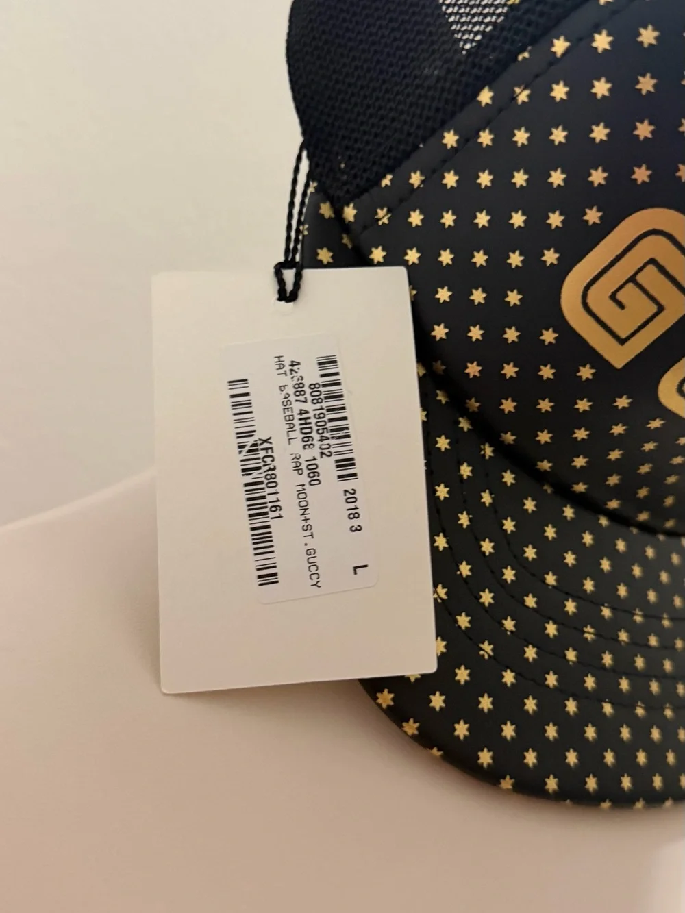 Gucci X SEGA Calfskin GUCCY stars baseball hat black and gold